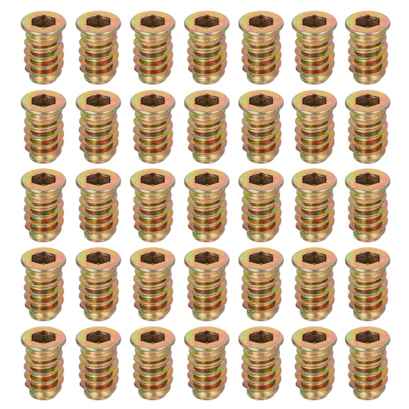 38Pcs Threaded Inserts Nuts, M6x17mm Hex Socket Drive Nut Inserts for Wood