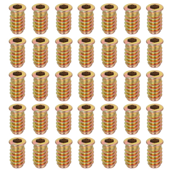 38Pcs Threaded Inserts Nuts, M6x20mm Hex Socket Drive Nut Inserts for Wood
