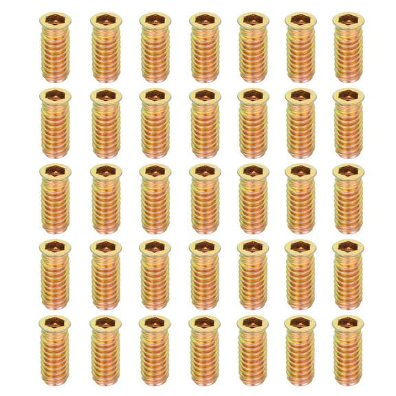 38Pcs Threaded Inserts Nuts, M8x30mm Hex Socket Drive Nut Inserts for Wood