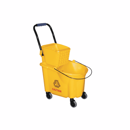edx 30QT Commercial Mop Bucket with Side Press Wringer, Floor Cleaning Rectangular Mop Bucket on Wheels for Industrial, Business,Yellow
