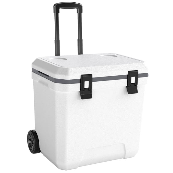 38QT Insulated Portable Cooler Box,Hard Sided Shell Wheeled Rolling Ice Chest with Handle,for Outdoor Camping Travel Car