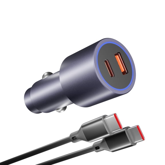 38W Dual Port USB C Car Charger with 60W USB-C to USB-C Cable, Fast Charging Car Adapter for iPhone 17/16/15 Pro Max, Samsung, Pixel, iPad