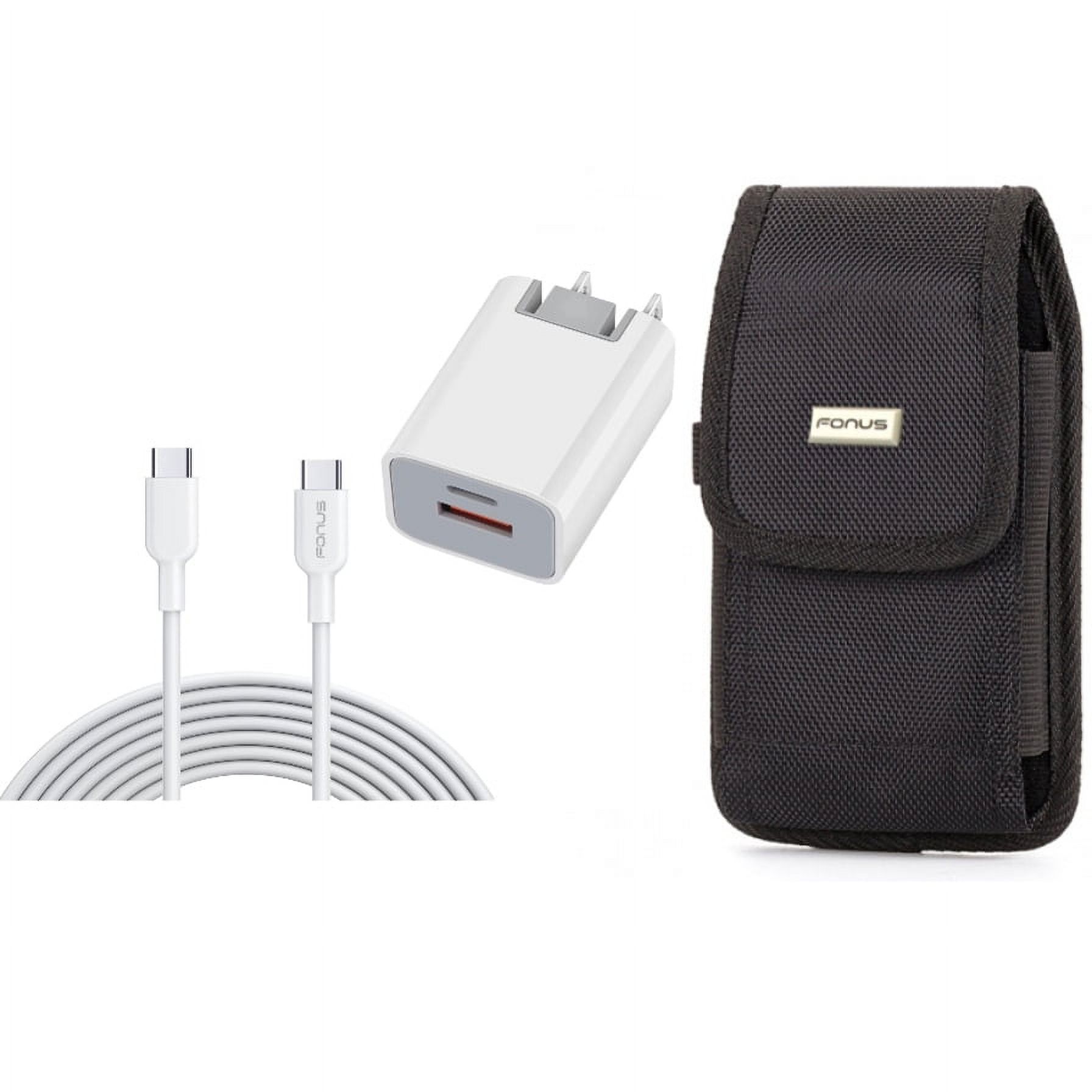 38W PD Home Charger & Case Belt Clip for iPhone 15 Pro Max - Fast Type-C 6ft Long Cable USB-C Power Cord and Swivel Holster Rugged Cover L2Z for iPhone 15 Pro Max (6.7")