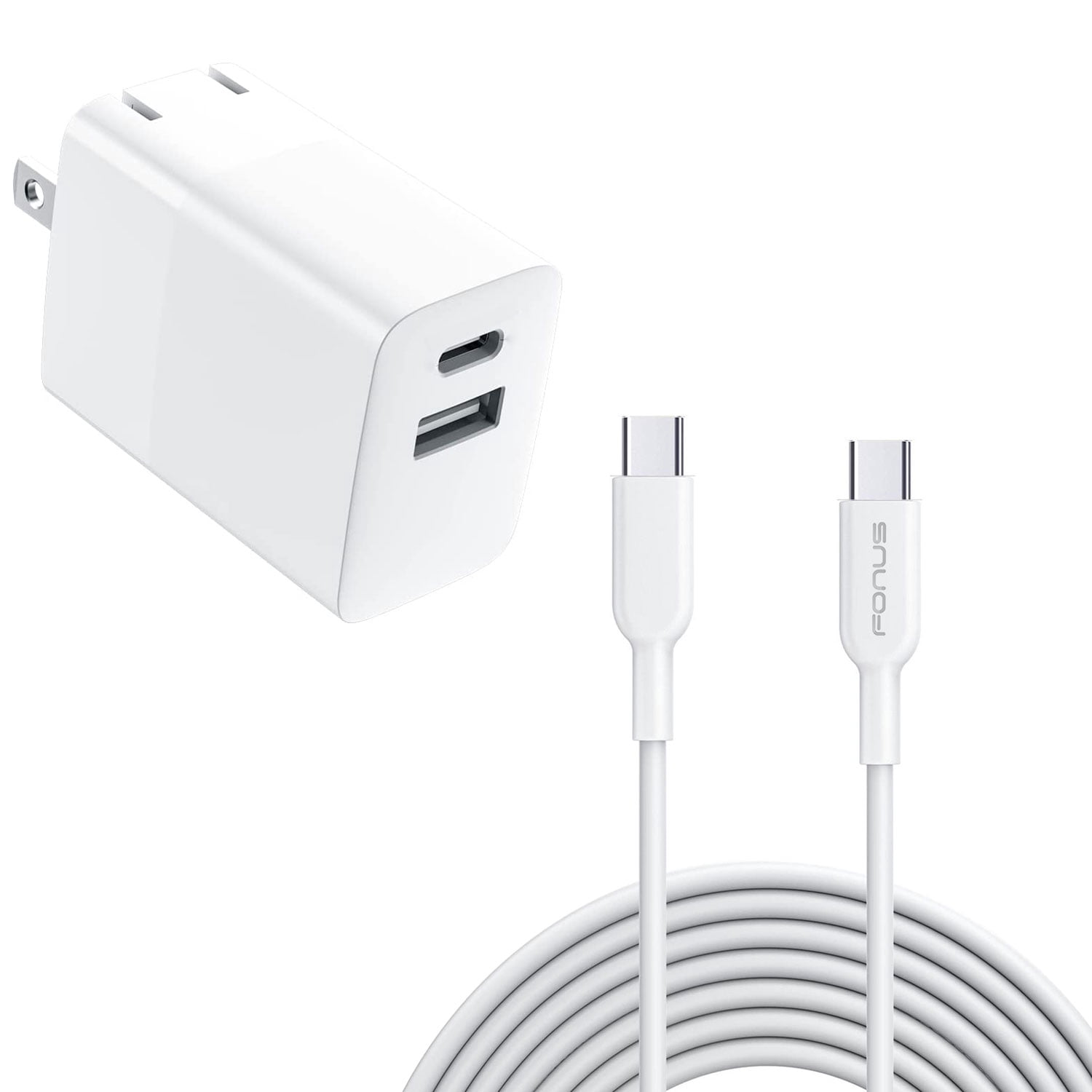 38W PD Home Charger Fast Type-C for Samsung Galaxy A06/A16 5G/A26 5G/A36 5G/A56 5G - 6ft Long Cable USB-C Power Cord QC3.0 Adapter 2-Port Wall
