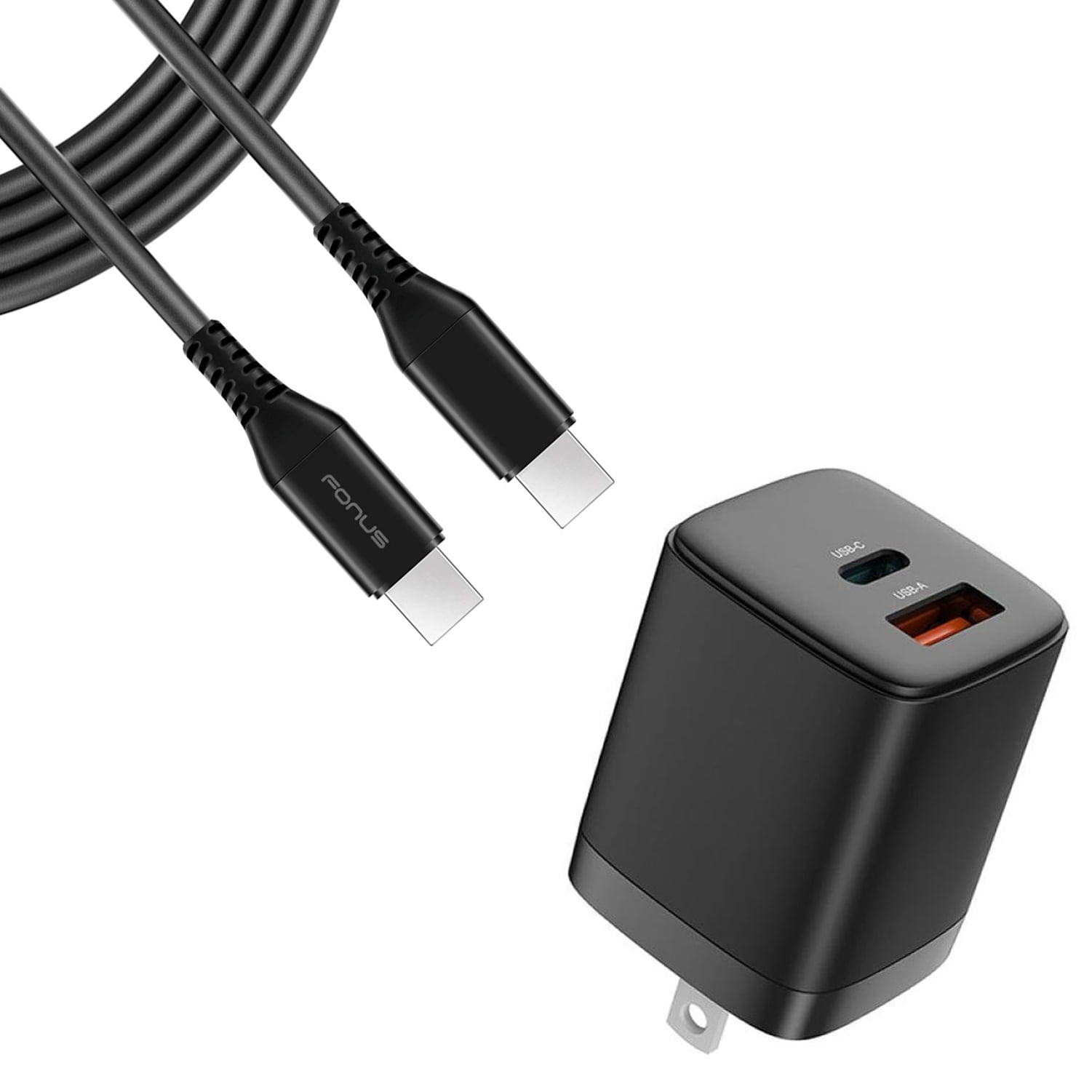 38W PD Home Charger for Nokia G50/G10/G20 - Fast Type-C 6ft Long Cable USB-C Power Cord QC3.0 Adapter 2-Port for Nokia G50/G10/G20