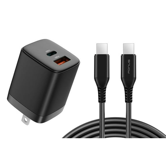 38W PD Home Charger for Nokia XR20/XR21 - Fast Type-C 6ft Long Cable USB-C Power Cord QC3.0 Adapter 2-Port for Nokia XR20/XR21