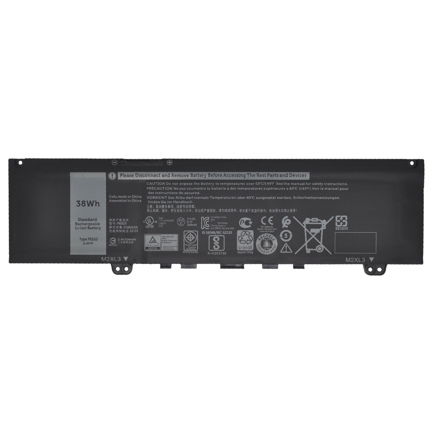 Batteria F62G0 38Wh 11.4V Per Dell Inspiron 13 7000, 7370, 7373, 7380, 7386, Vostro 13 5370 E P83G - 2