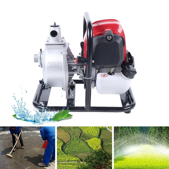 38cc 4-Stroke Gasoline Water Pump, 1.2KW High Lift Portable Self-Priming Water Transfer Pump for Farm Irrigation Fire Rescue Drainage