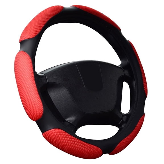 38cm Car Steering Wheel Cover Anti-Slip Sandwich Sport Type Protector Breathable Red Fangkenuo