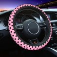 38cm Car Steering Wheel Cover Polka Dot Classic Plaid Universal Pink
