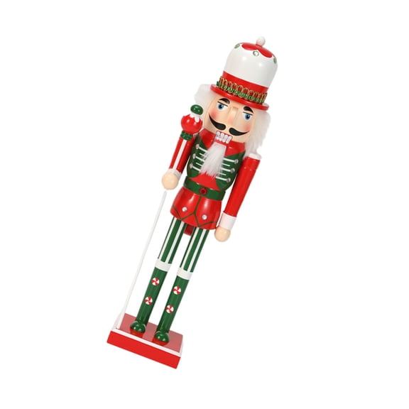 38cm Christmas Nutcrackers Hand Painted Wooden King Standing Soldier Puppet Handcraft Party Home Offices Decorations
