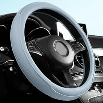 38cm Leather Perforated Patchwork Non-slip Breathable Car Steering Wheel Cover