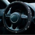 thumbnail image 1 of 38cm Universal Car SUV Breathable Anti-Slip Bling Rhinestones Steering Wheel Cover for Women Girl with Crystal Diamond Sparkling, black, 1 of 7