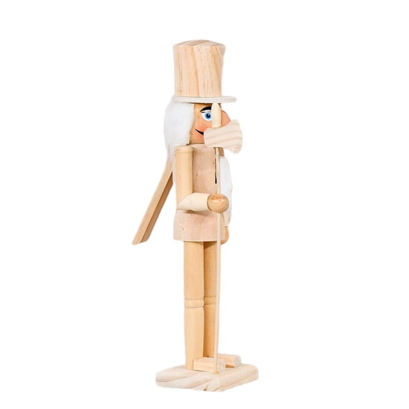 38cm Unpainted Wood Nutcrackers Sculpture Holiday Tabletop Shelf Display Decors