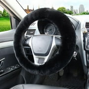 38cm Warm Faux Wool Steering Wheel Cover - Fluffy Soft Plush Design for All Seasons, Enhances Grip & Interior Decoration