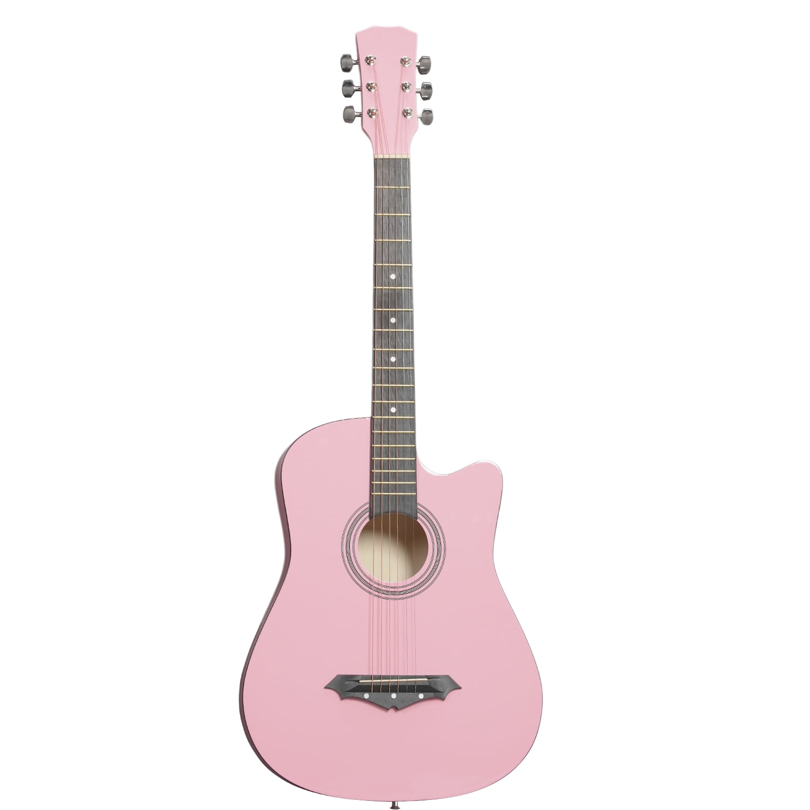 38in Acoustic Guitar with Picks, Strings, Capo, Case, Tuner, and Strap - Matte Pink