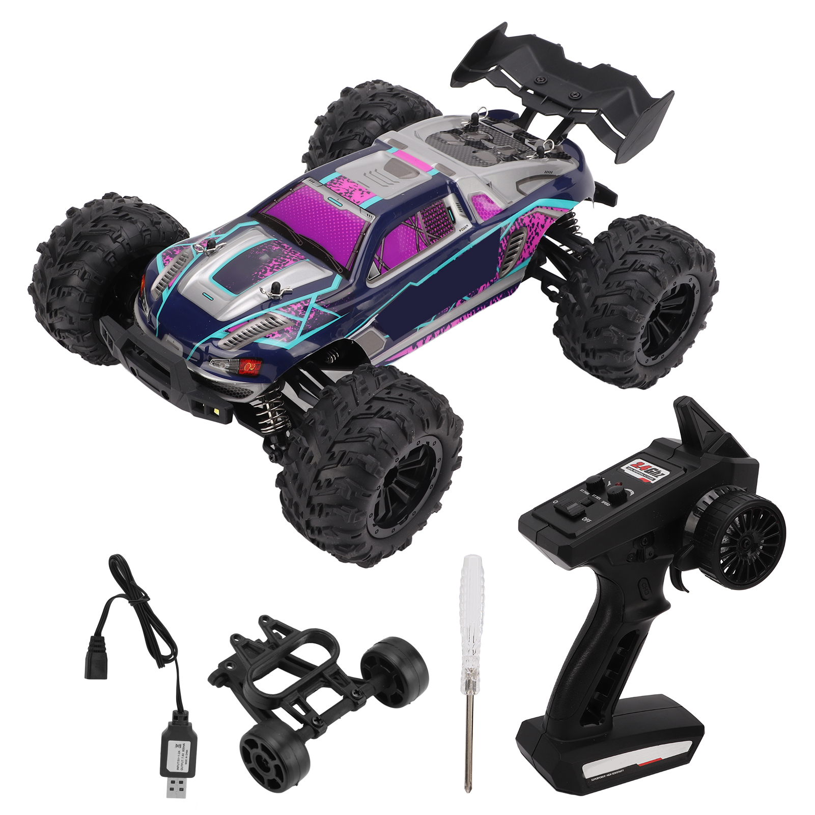 38km/h OffRoad Truck Toy for Ages 14+ in Purple 1/16 Scale 2.4GHz 4WD
