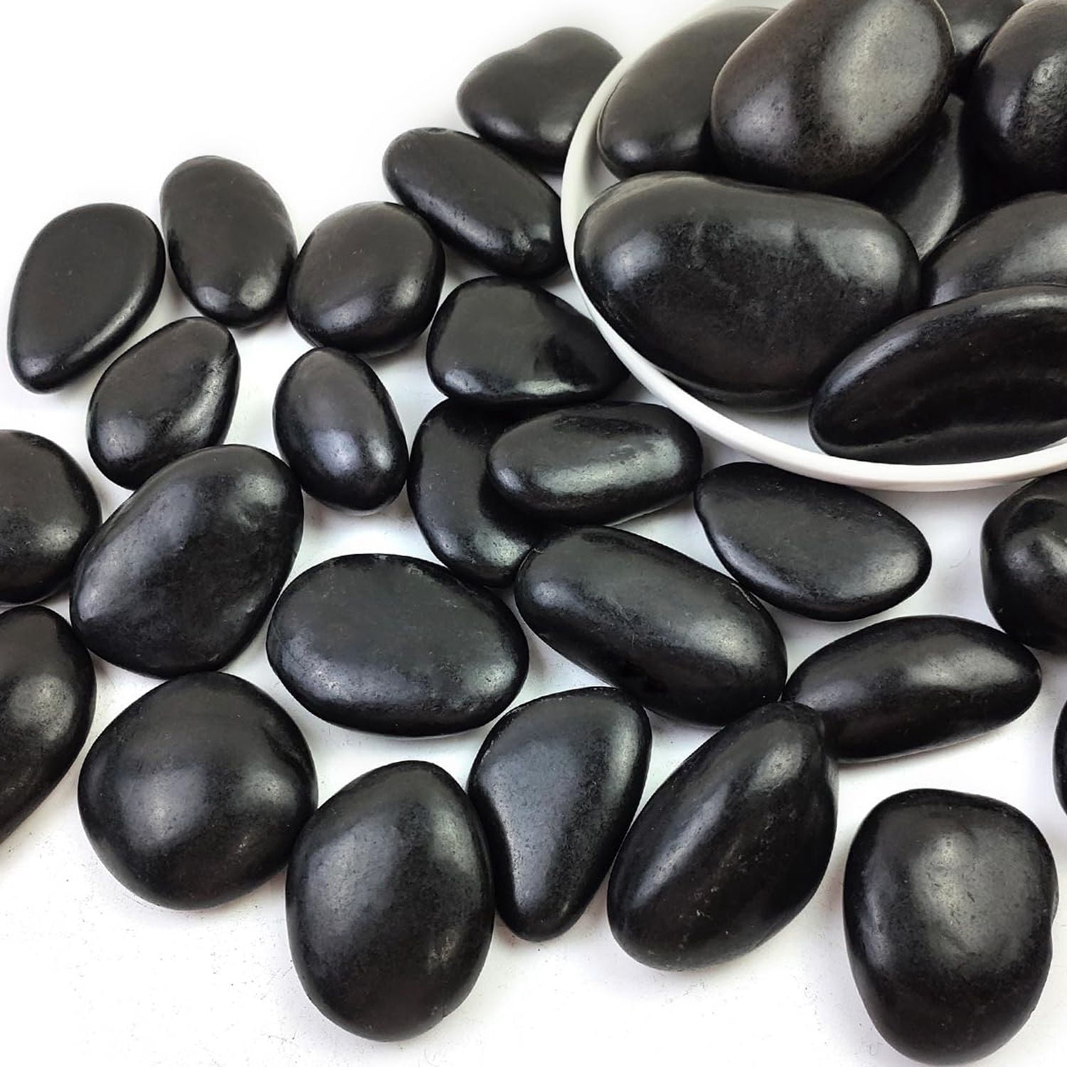 38lbs Black Pebbles for Plants, 2-3 Inch High Polished Natural Large River Rocks for Landscaping, Decorative Stones Vase Filler Fish Tank Aquariums Garden Outdoor and Indoor DIY