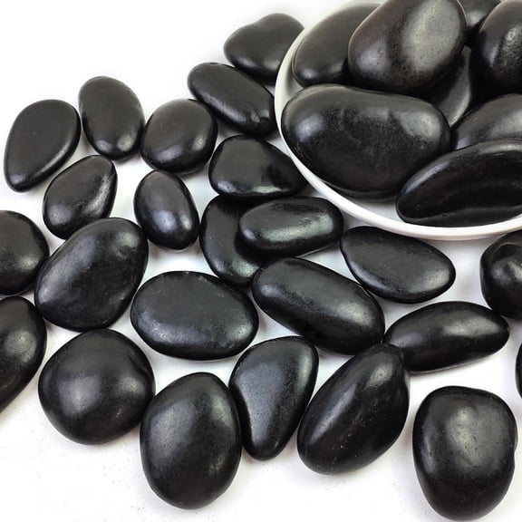 38lbs Black Pebbles for Plants, 2-3 Inch High Polished Natural Large River Rocks for Landscaping, Decorative Stones Vase Filler Fish Tank Aquariums Garden Outdoor and Indoor DIY