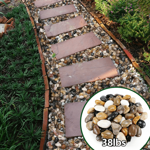 38lbs Polished River Rocks 2-3 inch Natural White Stones Multicolor Accents for Indoor Outdoor Decoration Plants Vase Fillers Aquarium Fish Tank Garden Landscaping Succulent Cactus Craft Projects