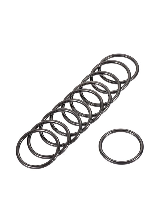 38mm ID 3.8mm Thickness Metal O Ring Iron Black 15 Pack