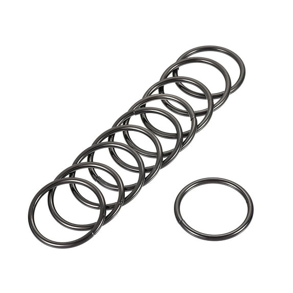 38mm ID 3.8mm Thickness Metal O Ring Iron Black 20 Pack