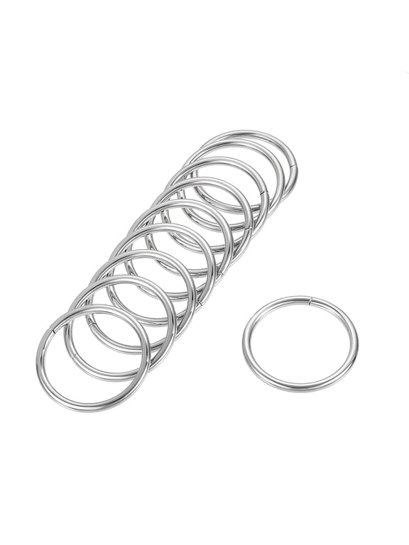 38mm ID 3.8mm Thickness Metal O Ring Iron Silver Tone 20 Pack