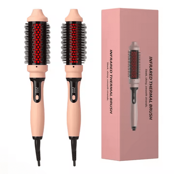 38mm Infrared Hair Curling Wand & Styling Brush - Fast Heating Anti-Scald Curling Iron for Effortless Waves & Straightening