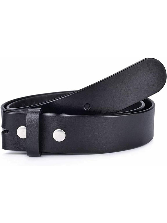 38mm Mens Solid Strap Genuine Leather Belt Replace Without Pin Buckle Snaps
