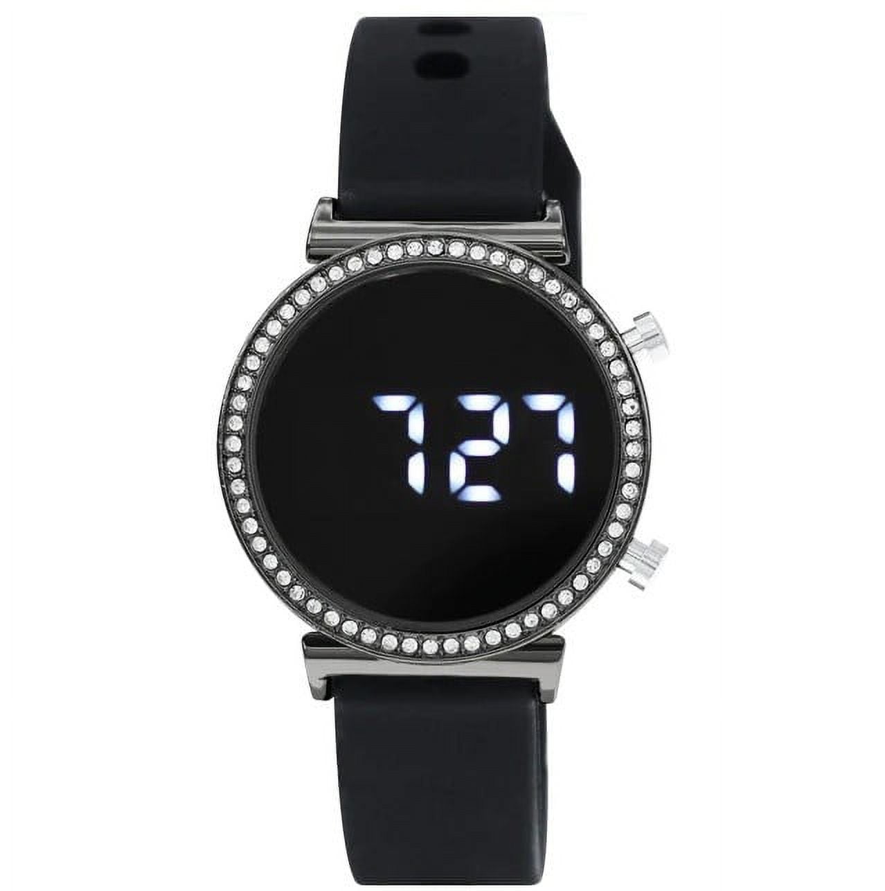 38mm Montres Carlo Women Silicone Band Stones LED Dial Sport Men's ...