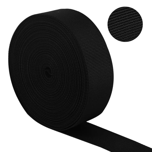 38mm Nylon Webbing Strap, Black Nylon Heavy Webbing Straps, Durable Nylon Strap for Outdoor DIY Gear Repair, Pet Collars, Backpack (10 Yards)