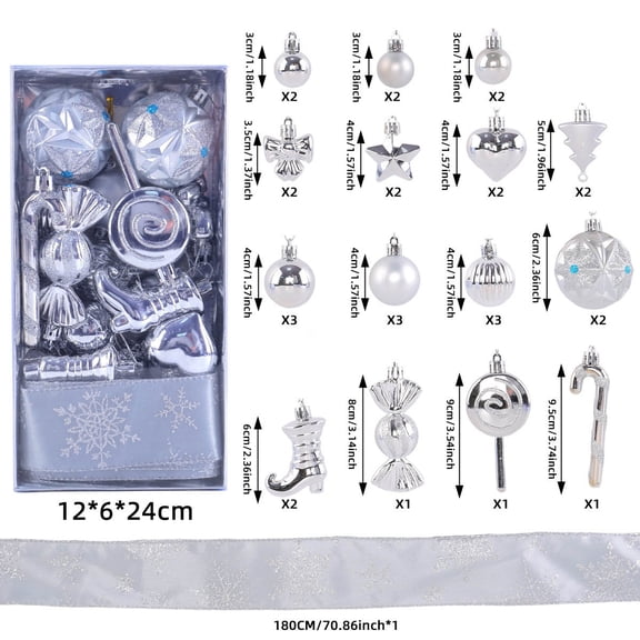 38pcs Set Christmas Candy Pendant Painteds Xmas Tree Decoration with Ribbon for Home & Party