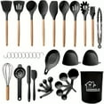 thumbnail image 1 of 38pcs/set, Silicone Utensil Set, Kitchen Utensil Set, Safety Cooking Utensils Set, Non-Stick Cooking Utensils Set With Wooden Handle, Washable Modern Cookware, Kitchen Stuff, Kitchen Gadgets, Kitchen, 1 of 9