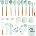 thumbnail image 1 of 38pcs/set, Silicone Utensil Set, Kitchen Utensil Set, Safety Cooking Utensils Set, Non-Stick Cooking Utensils Set With Wooden Handle, Washable Modern Cookware, Kitchen Stuff, Kitchen Gadgets, Kitchen, 1 of 9