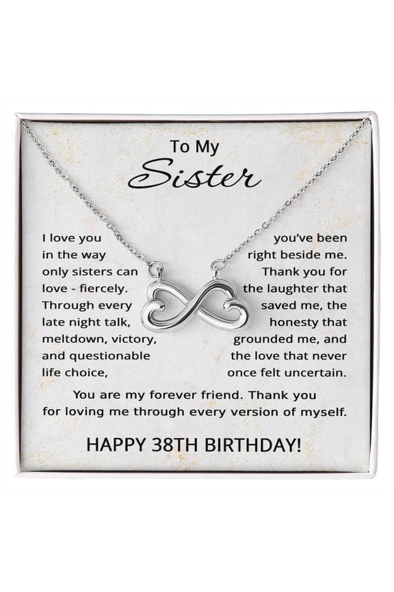 38th Birthday Gifts for Sister - To My Sister Necklace from Sister - 38 Years Old Sister Title: 14k White Gold Finish, Box Choice: Standard Box