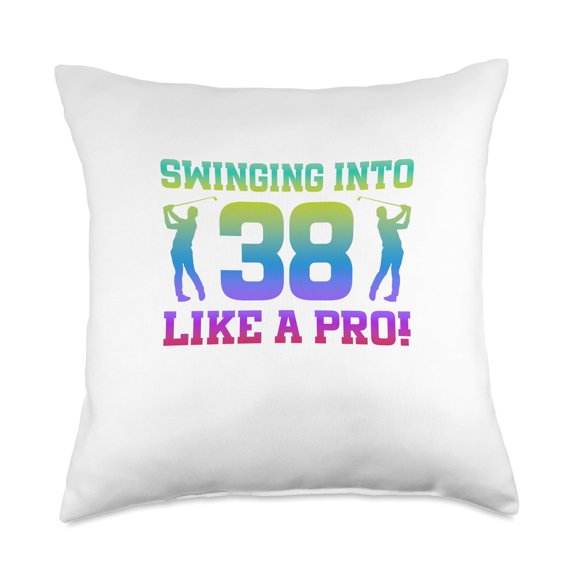 38th Birthday Golf 38 Years Old Golf Player Birthday Throw Pillow Y101