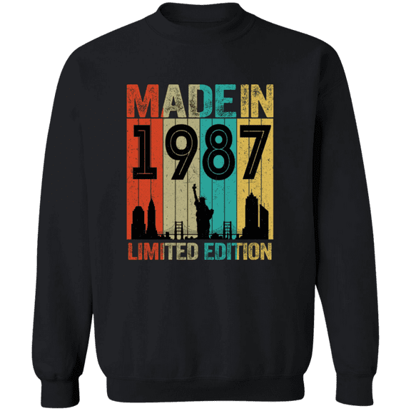 38th Birthday Made In 1987 38 Years Old Born In New York 38 Years Of Being Awesome Crewneck Pullover Sweatshirt