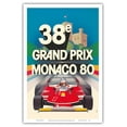 thumbnail image 1 of 38th Monaco Grand Prix (Circuit de Monaco) - Formula One Race Cars - Racer Jody Scheckter - Vintage Car Racing Poster by Jacques Grognet c.1980 - Master Art Print (Unframed) 12in x 18in, 1 of 4