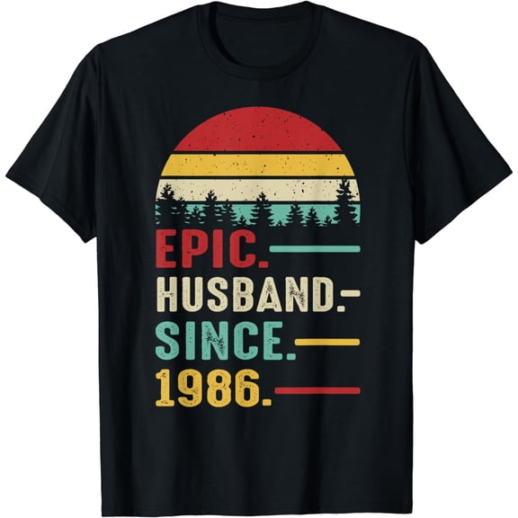 38th Wedding Anniversary for Him Epic Husband Since 1986 T-Shirt