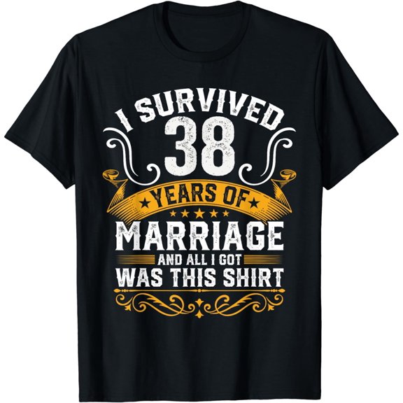 38th Wedding Anniversary shirt Couples Husband Wife 38 Years T-Shirt