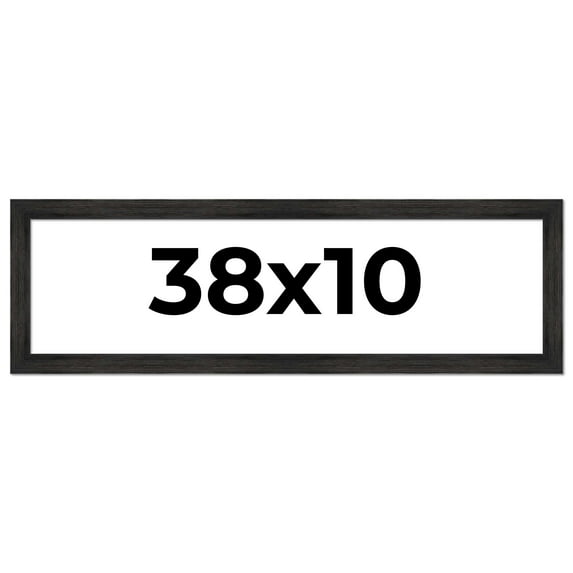 38x10 Frame Black Rustic Barnwood Solid Wood Picture Frame | 1.5 Inch Moulding Width | Includes UV