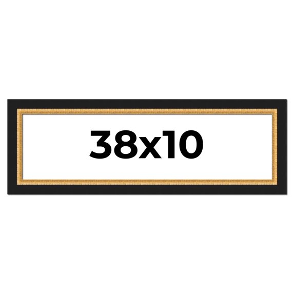 38x10 Frame Gold Real Wood Picture Frame Width 2.25 Inches | Interior Frame Depth 0.5 Inches |