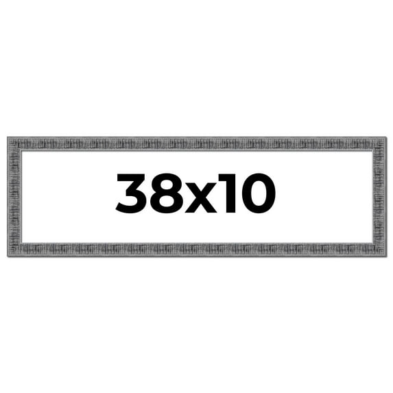 38x10 Frame Silver Black Rustic Sonoma Solid Wood Picture Frame | 1.5 Inch Moulding Width |