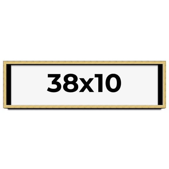 38x10 Shadow Box Frame Gold | 1.375 Inches Deep Real Wood Contemporary Shadowbox Display Frame | UV