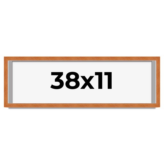 38x11 Frame Honey Pecan Brown Picture Frame - Modern Photo Frame Includes UV Acrylic Shatter Guard