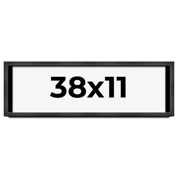 38x11 Shadow Box Frame Grey Charcoal Black | 0.875 Inches Deep | Wood Shadowbox Display Frame | UV