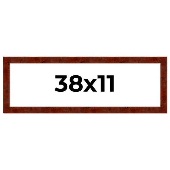 38x11 Walnut Brown Veneer Real Wood Picture Frame Width 1.75 inches | Interior Frame Depth 0.5