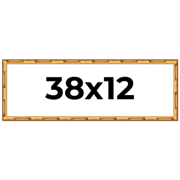 38x12 Frame Gold Bamboo Picture Frame - Complete Modern Photo Frame Includes UV Acrylic Shatter