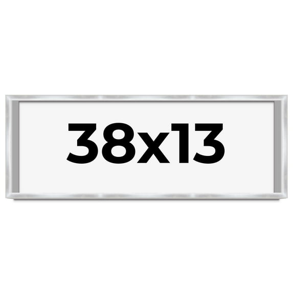 38x13 Frame Silver Whitewashed Wood Grain Solid Wood Shadow Box | 0.75 Inch Moulding Width | 0.75