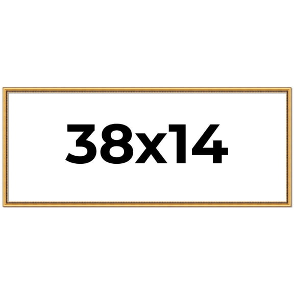 38x14 Frame Beaded Gold Solid Wood Picture Frame | 0.75 Inches Moulding Width | Liscio Oro